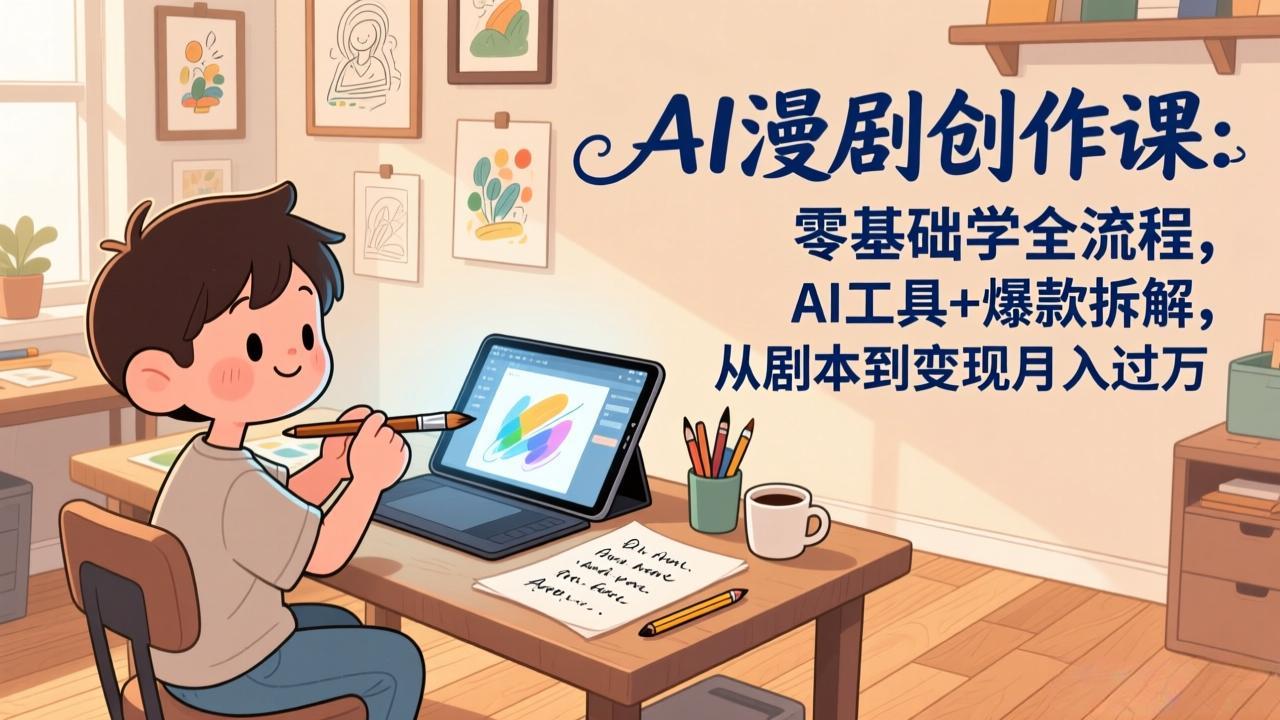 AI漫剧创作课:零基础学全流程,AI工具+爆款拆解,从剧本到变现月入过万-极客网创