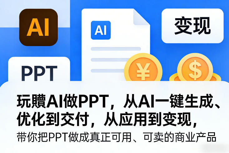 玩賺AI做PPT，从AI一键生成、优化到交付，从应用到变现，带你把PPT做成真正可用、可卖的商业产品-极客网创