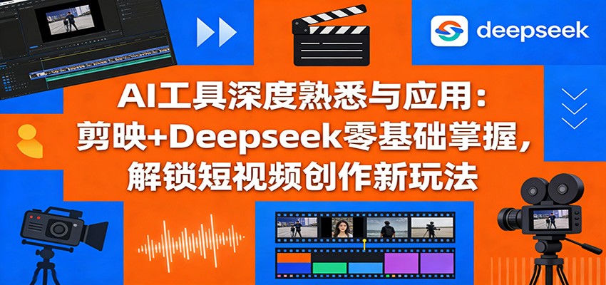 AI工具深度熟悉与应用：剪映+Deepseek零基础掌握，解锁短视频创作新玩法-极客网创