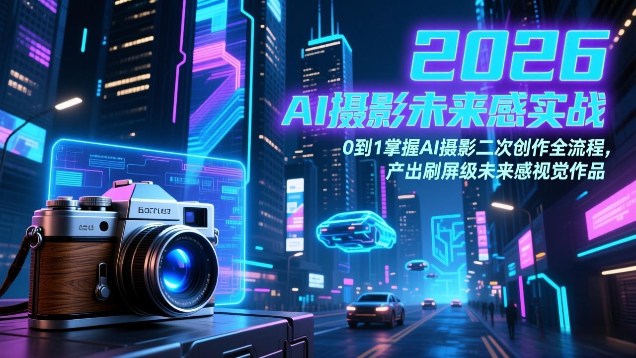 2026 AI摄影未来感实战：0到1掌握AI摄影二次创作全流程，产出刷屏级未来感视觉作品-极客网创