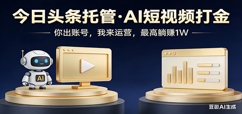 头条号AI托管，我提供作品，你提供账号，每天5分钟发布，小白躺赚3000+-极客网创