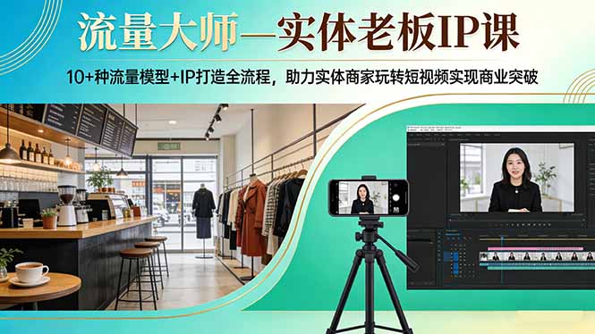 流量大师—实体老板IP课:10+种流量模型+IP打造全流程,助力实体商家玩转短视频实现商业突破-极客网创