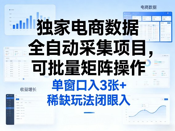 独家电商数据全自动采集项目,可批量矩阵操作,单窗口日入3张+,稀缺玩法闭眼入【揭秘】-极客网创