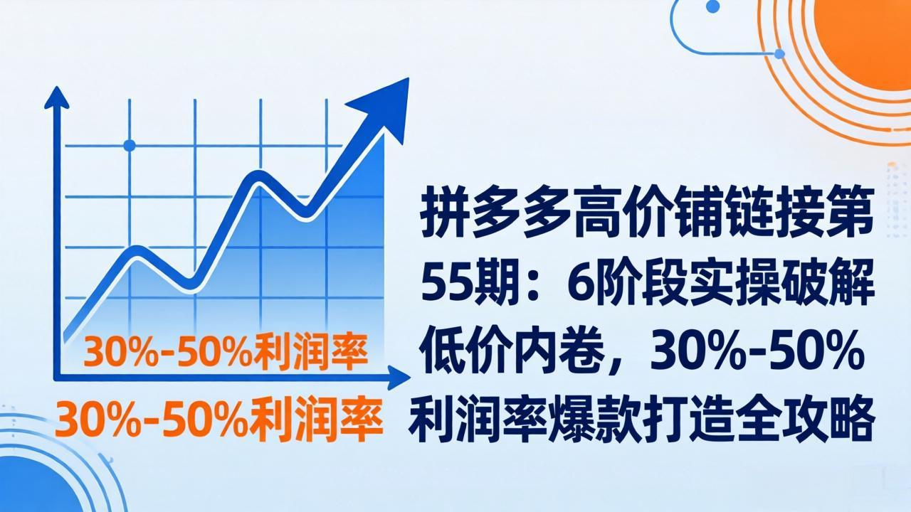 拼多多高价铺链接第55期：6阶段实操破解低价内卷，30%-50%利润率爆款打造全攻略-极客网创