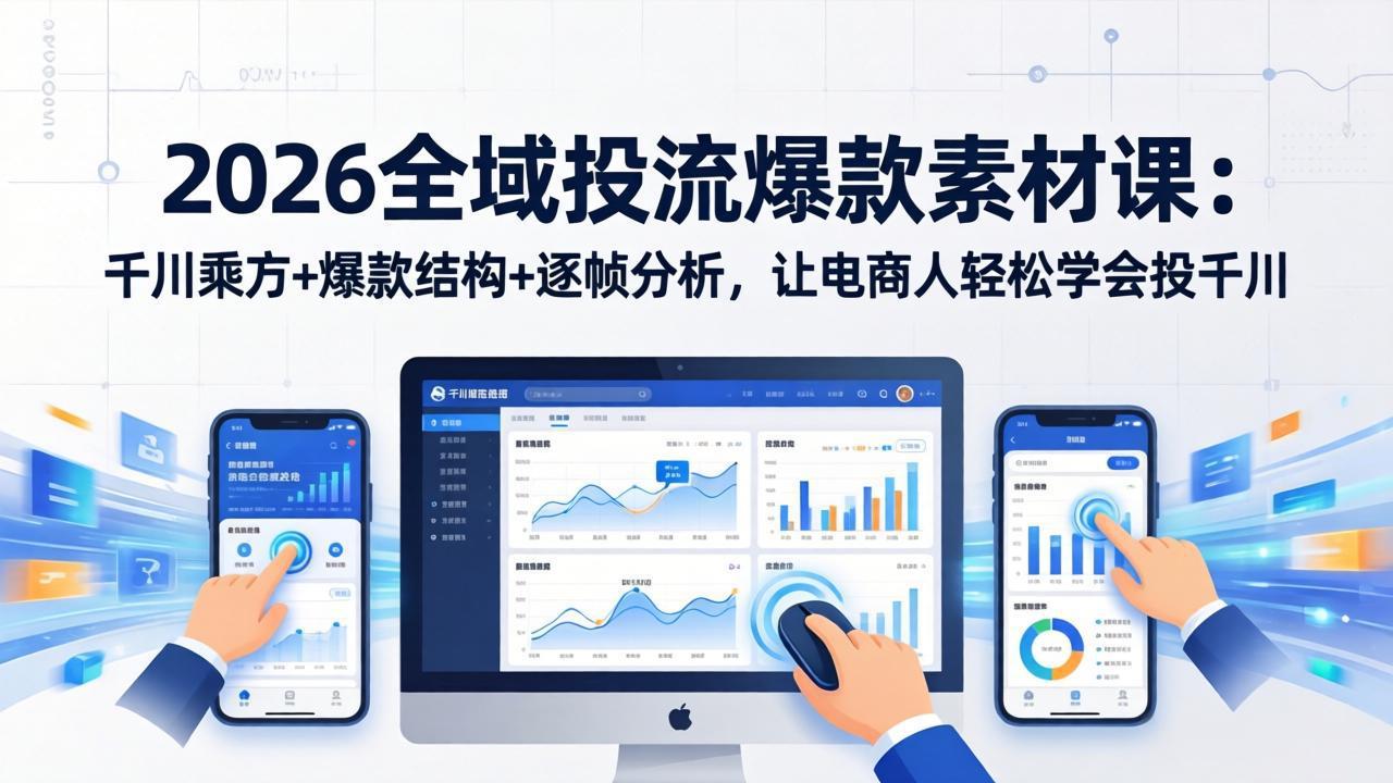 2026全域投流爆款素材课：千川乘方+爆款结构+逐帧分析，让电商人轻松学会投千川-极客网创