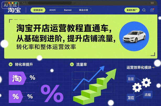 淘宝开店运营教程直通车,从基础到进阶,提升店铺流量,转化率和整体运营效率(更新26年3月24日)-极客网创