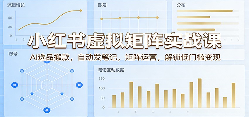 小红书虚拟矩阵实战课:AI选品搬款,自动发笔记,矩阵运营,解锁低门槛变现-极客网创
