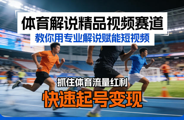 体育解说精品视频赛道,教你用专业解说赋能短视频,抓住体育流量红利,快速起号变现-极客网创