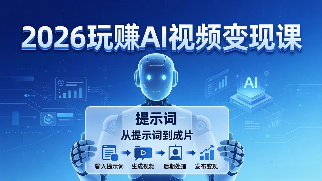 2026玩赚AI视频变现课：掌握 AI 视频全流程技能，从提示词到成片高效产出-极客网创