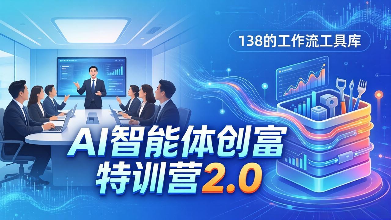 AI智能体创富训练营2.0：3天闭门直播+视频课+工具库，从0到1搭建智能体附138个工作流-极客网创