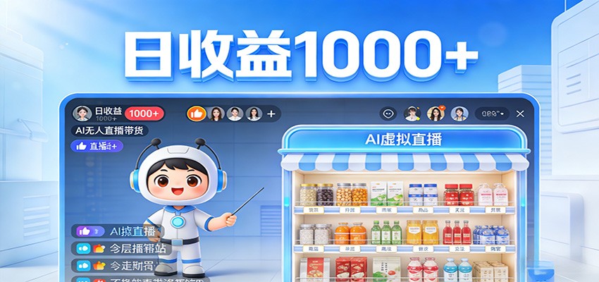 不用露脸不用说话,24小时自动卖货赚钱,全天自动直播,收益看得见-极客网创