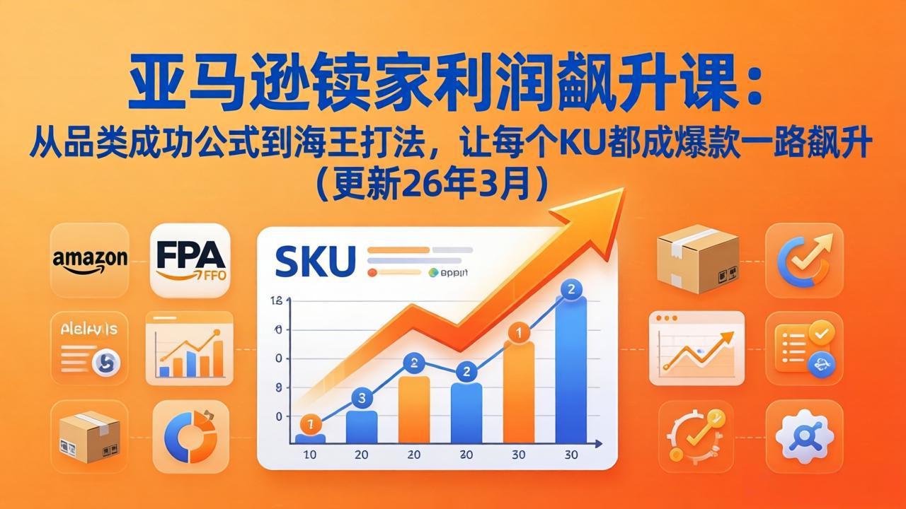 亚马逊卖家利润飙升课：从品类成功公式到海王打法，让每个SKU都成爆款一路飙升(更新26年3月-极客网创