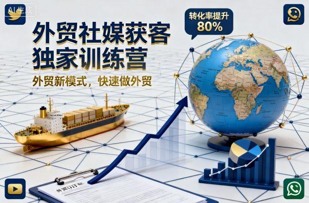 外贸社媒获客独家训练营，外贸新模式，快速做外贸(更新26年3月)-极客网创
