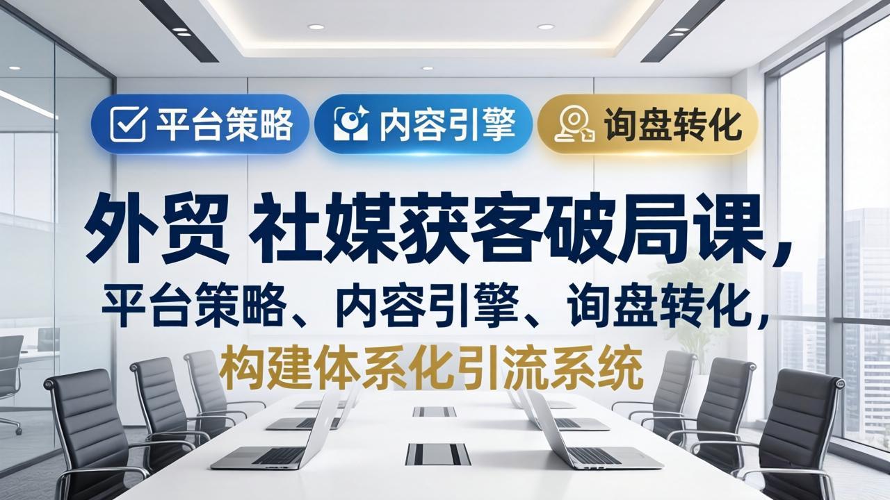 外贸 社媒获客破局课，平台策略、内容引擎、询盘转化，构建体系化引流系统(更新26年3月-极客网创