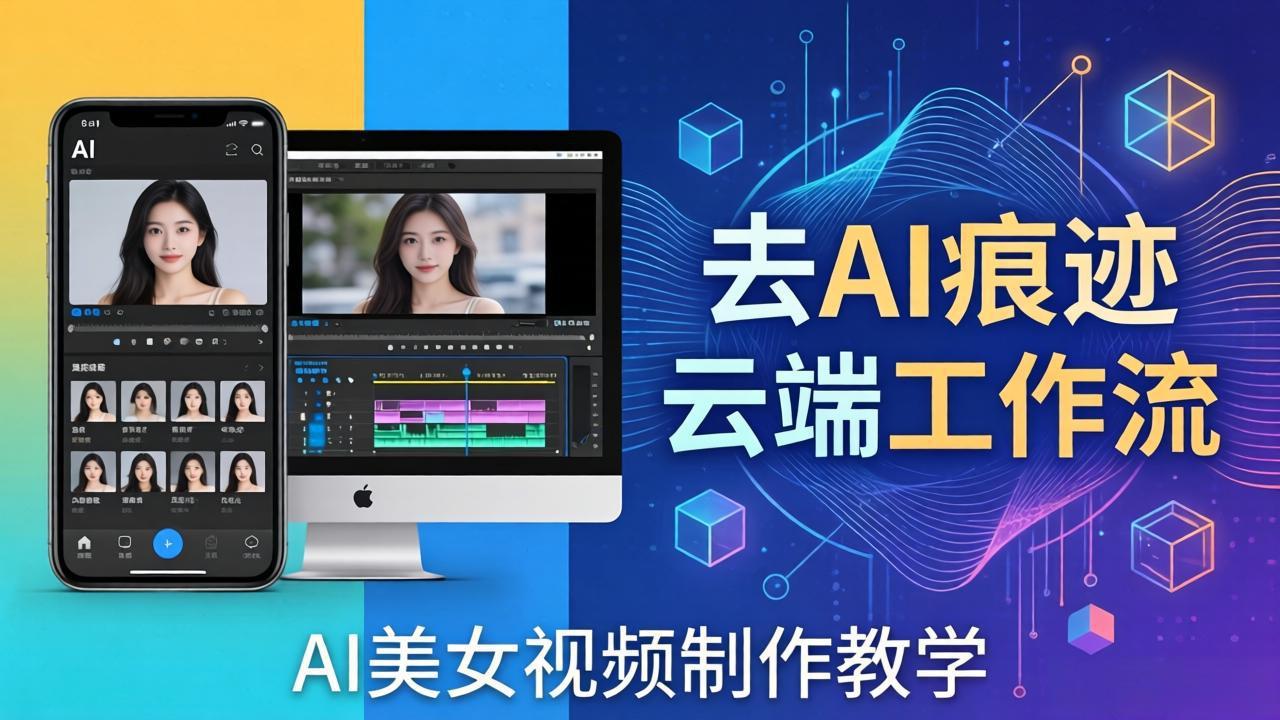 AI美女视频制作教学:去AI痕迹,云端工作流出图,手机电脑均可,不需要配置-极客网创