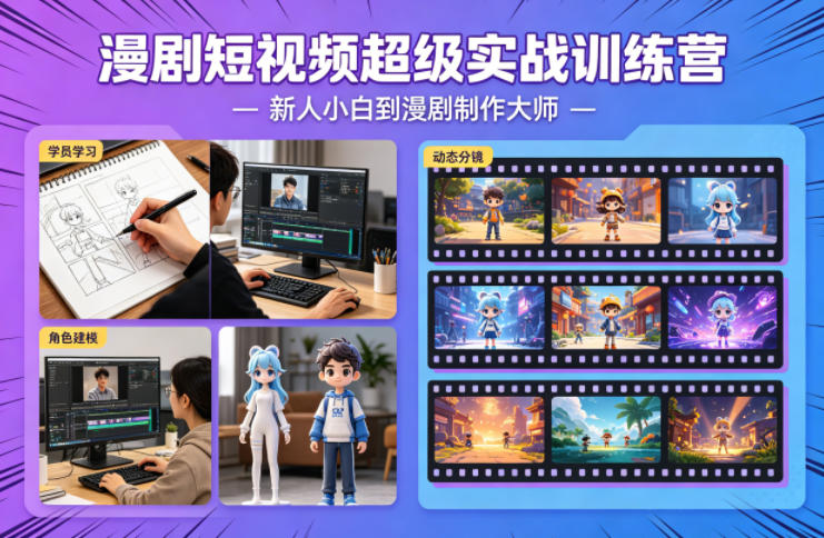 漫剧短视频超级实战训练营，新人小白到漫剧制作大师-极客网创