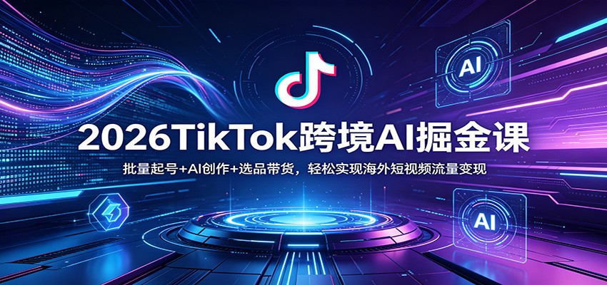 2026TikTok跨境AI掘金课：批量起号+AI创作+选品带货，轻松实现海外短视频流量变现-极客网创