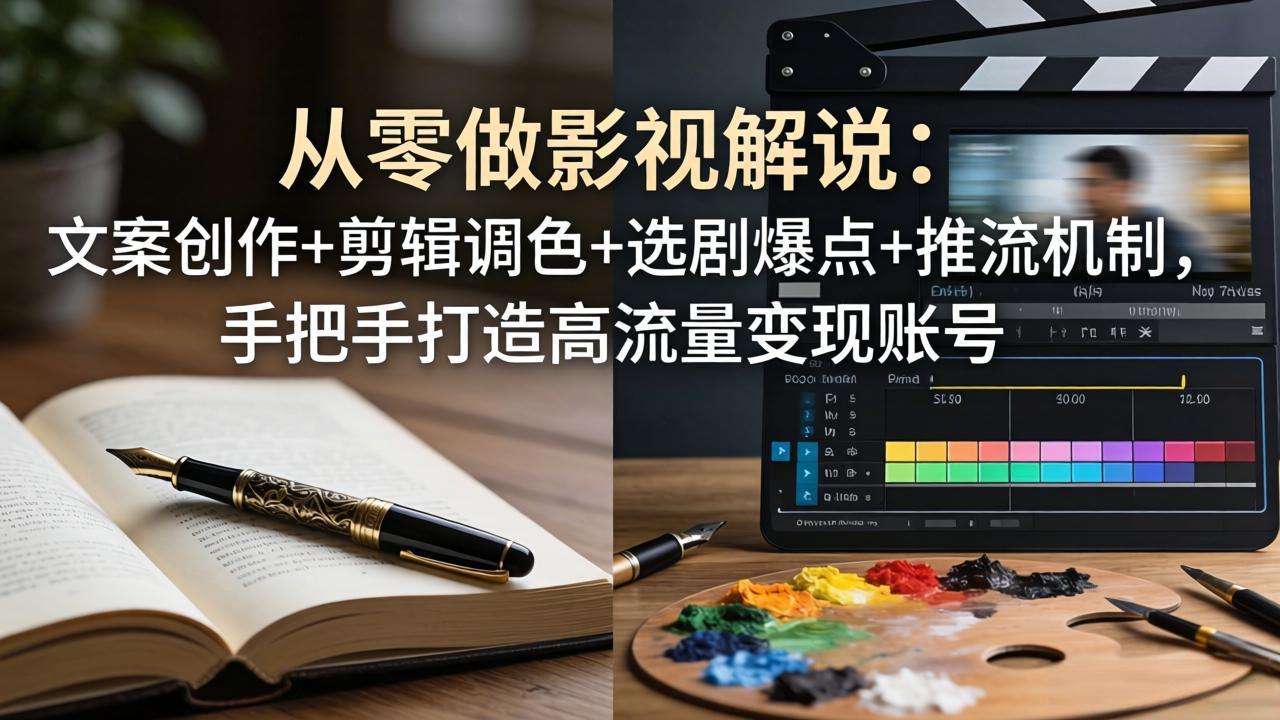 从零做影视解说:文案创作+剪辑调色+选剧爆点+推流机制,手把手打造高流量变现账号-极客网创