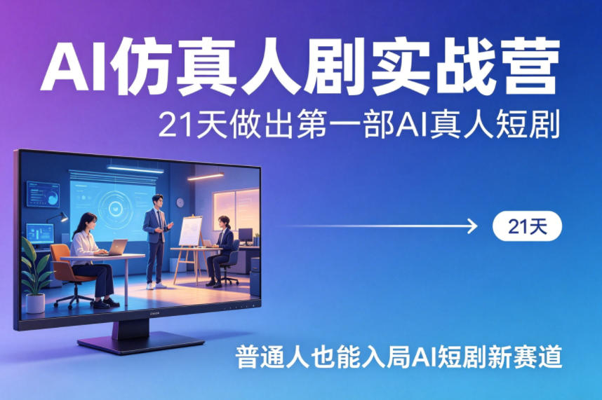AI仿真人剧实战营,21天做出第一部AI真人短剧,普通人也能入局AI短剧新赛道-极客网创