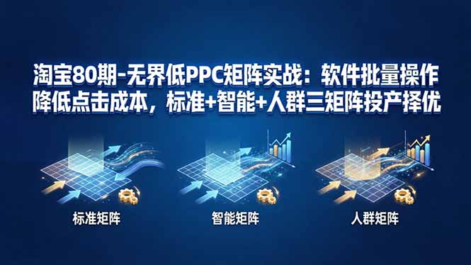 淘宝80期-无界低PPC矩阵实战:软件批量操作降低点击成本,标准+智能+人群三矩阵投产择优-极客网创