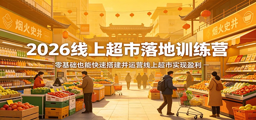 2026线上超市落地训练营，零基础也能快速搭建并运营线上超市实现盈利-极客网创