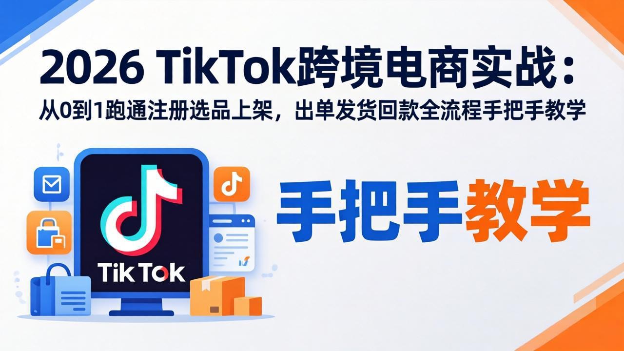 2026TikTok跨境电商实战-更新：从0到1跑通注册选品上架，出单发货回款全流程手把手教学-极客网创