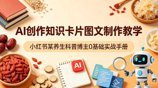 AI创作知识卡片图文制作教学，小红书某养生科普博主0基础实战手册-极客网创
