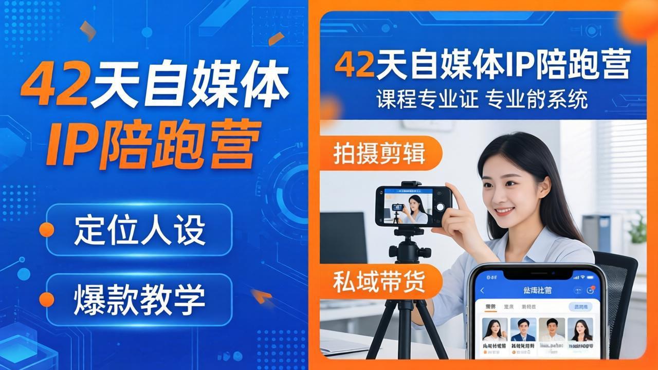 42天自媒体IP陪跑营-26年4月19更新：定位人设爆款全教学，拍摄剪辑私域带货一站式落地-极客网创