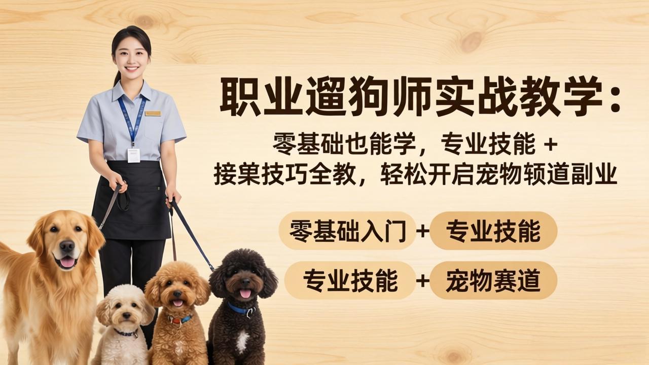 职业遛狗师实战教学：零基础也能学，专业技能 + 接单技巧全教，轻松开启宠物赛道副业-极客网创