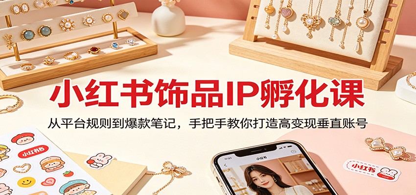 小红书饰品IP孵化课：从平台规则到爆款笔记，手把手教你打造高变现垂直账号-极客网创