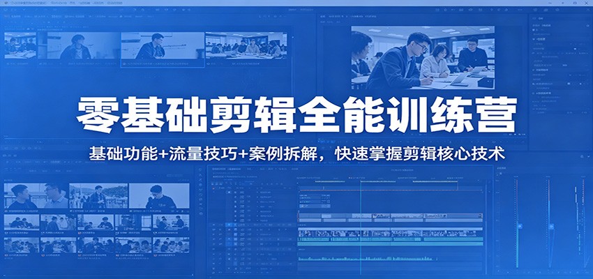 零基础剪辑全能训练营：基础功能+流量技巧+案例拆解，快速掌握剪辑核心技术-极客网创