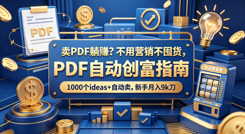 卖PDF躺賺？不用营销不囤货，PDF自动创富指南，1000个ideas+自动卖，新手月入9k刀【原创双语字幕】-极客网创