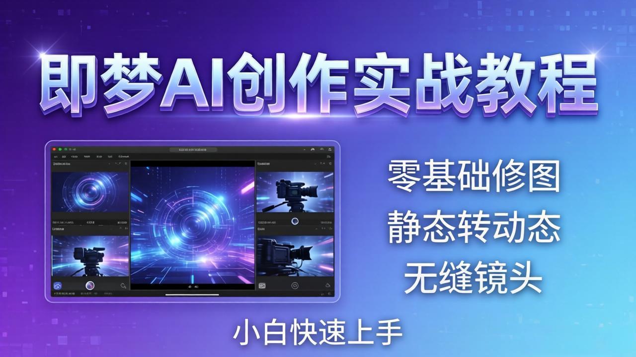 即梦AI创作实战教程，从零基础修图到AI导演，实战教学静态转动态+无缝镜头，小白快速上手-极客网创