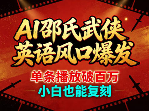 AI邵氏武侠英语风口爆发，单条播放破百万，小白也能复刻-极客网创