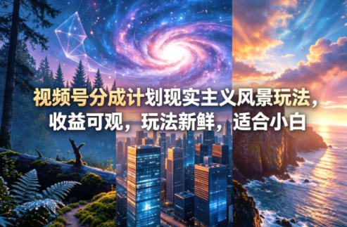 视频号分成计划现实主义风景玩法，收益可观，玩法新鲜，适合小白-极客网创