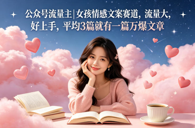 公众号流量主女孩情感文案赛道，流量大，好上手，平均3篇就有一篇万爆文章-极客网创