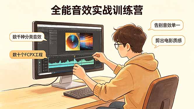 全能音效实战训练营：数千种分类音效+数十个FCPX工程，告别音效单一，剪出电影质感-极客网创
