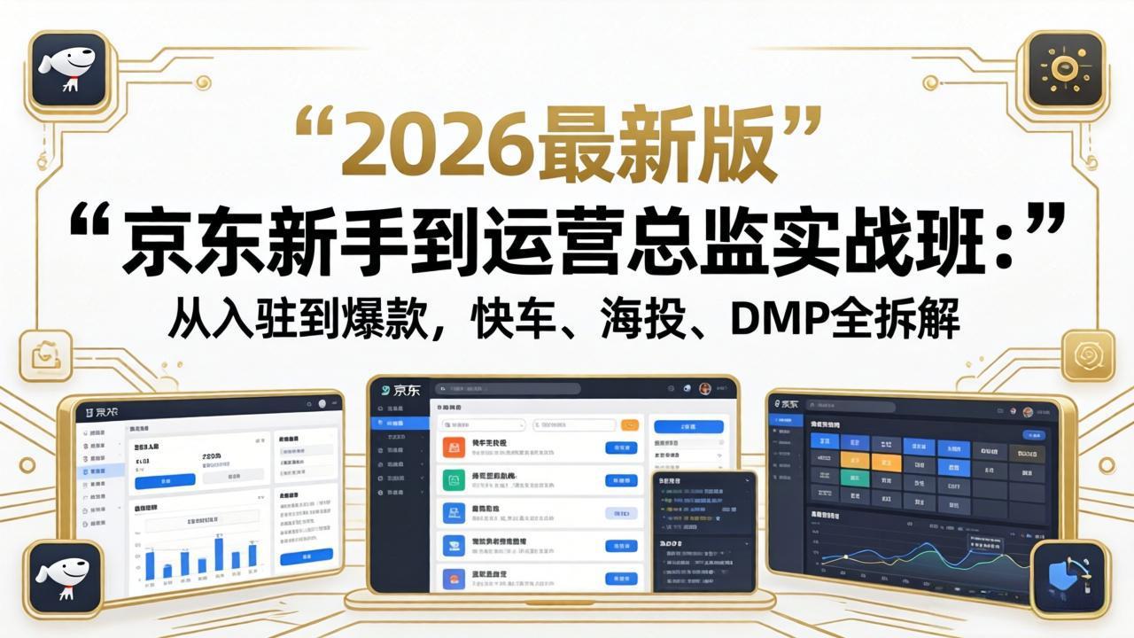京东新手到运营总监实战班：从入驻到爆款，快车、海投、DMP全拆解，2026最新版-极客网创
