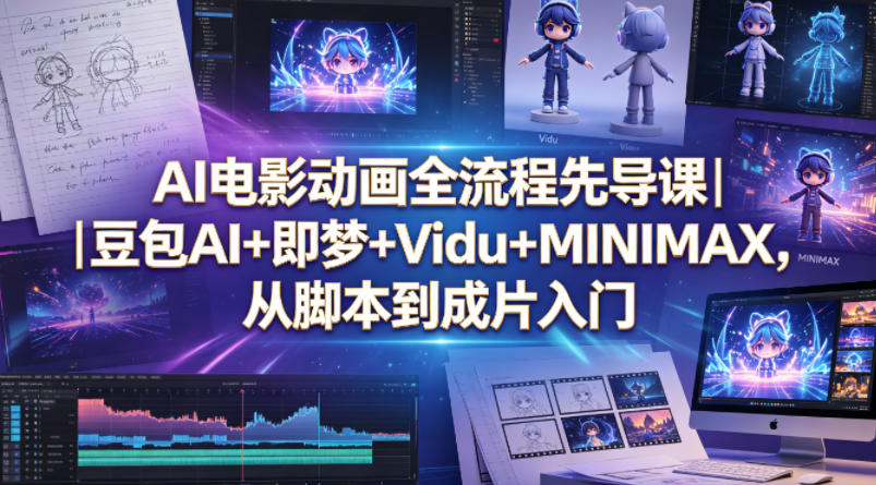 AI电影动画全流程先导课｜豆包AI+即梦+Vidu+MINIMAX，从脚本到成片入门-极客网创