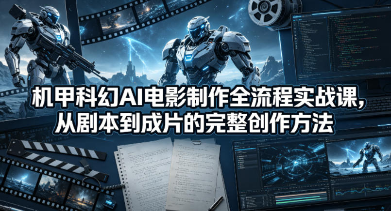 机甲科幻AI电影制作全流程实战课，从剧本到成片的完整创作方法-极客网创