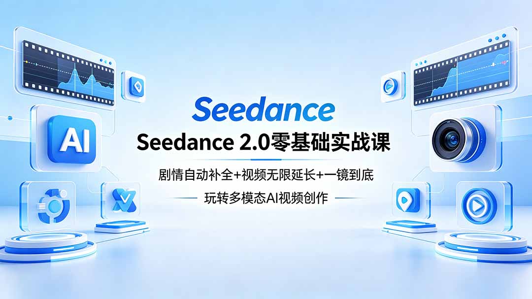 Seedance 2.0零基础实战课：剧情自动补全+视频无限延长+一镜到底：玩转多模态AI视频创作-极客网创