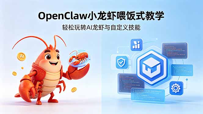 不用懂技术！OpenClaw小龙虾喂饭式教学，轻松玩转AI龙虾与自定义技能-极客网创