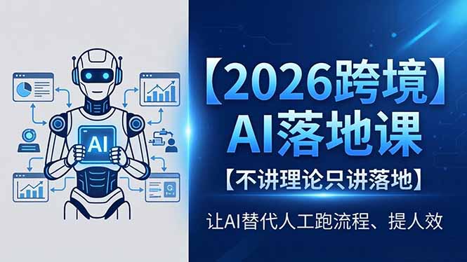 2026跨境AI落地课，不讲理论只讲落地，让AI替代人工跑流程、提人效-极客网创