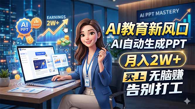 AI教育新风口，AI自动生成PPT，月入2W+，无脑赚，告别打工-极客网创