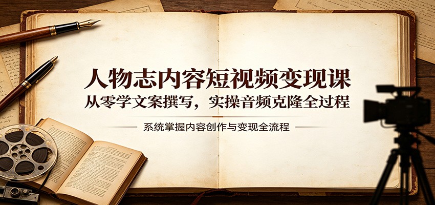 人物志内容短视频变现课：从零学文案撰写，实操音频克隆全过程-极客网创