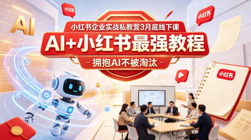 小红书企业实战私教营3月底线下课，AI+小红书最强教程，拥抱AI不被淘汰-极客网创