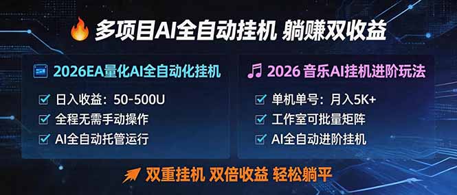 多项目AI自动挂机玩法：双重挂机，双倍收益，轻松躺平-极客网创