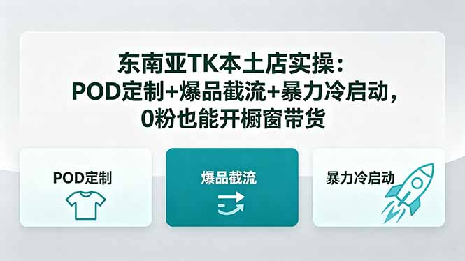 东南亚TK本土店实操：POD定制+爆品截流+暴力冷启动，0粉也能开橱窗带货-极客网创