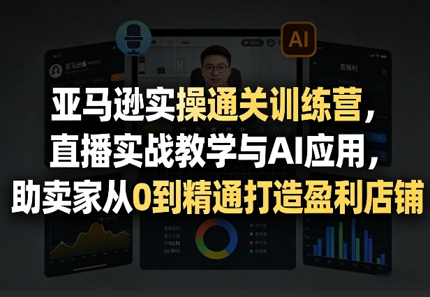 亚马逊实操通关训练营，直播实战教学与AI应用，助卖家从0到精通打造盈利店铺(更新5月8日)-极客网创
