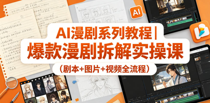 AI漫剧系列教程｜爆款漫剧拆解实操课(剧本+图片+视频全流程)-极客网创